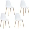 URBAN MEUBLE Lot De 4 Chaise Salle à Manger Scandinave Blanc Résine Pieds Couleur Bois -Mobilia Boutique chaise 14505651
