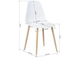 URBAN MEUBLE Lot De 4 Chaise Salle à Manger Scandinave Blanc Résine Pieds Couleur Bois -Mobilia Boutique chaise 14505661
