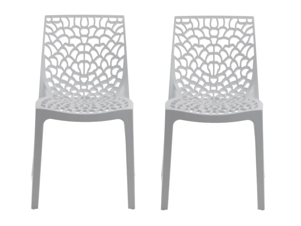 Lot De 2 Chaises Empilables DIADEME - Polypropylène - Blanc Dolomite 3 Lot De 2 Chaises Empilables DIADEME - Polypropylène - Blanc Dolomite