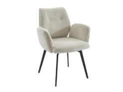 Lot De 2 Chaises Avec Accoudoirs En Velours Côtelé Et Métal - Crème - MILBIA -Mobilia Boutique chaise 15660217
