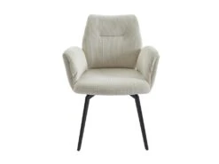 Lot De 2 Chaises Avec Accoudoirs En Velours Côtelé Et Métal - Crème - MILBIA -Mobilia Boutique chaise 15660243