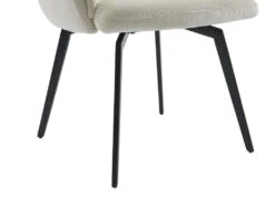 Lot De 2 Chaises Avec Accoudoirs En Velours Côtelé Et Métal - Crème - MILBIA -Mobilia Boutique chaise 15660265