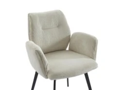 Lot De 2 Chaises Avec Accoudoirs En Velours Côtelé Et Métal - Crème - MILBIA -Mobilia Boutique chaise 15660267