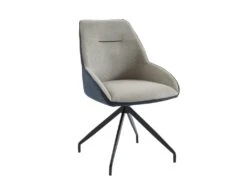 Lot De 2 Chaises En Tissu, Velours Côtelé Et Métal - Beige Et Bleu - CHANILA -Mobilia Boutique chaise 15689879