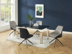 Lot De 6 Chaises En Tissu, Velours Côtelé Et Métal - Gris Et Anthracite - CHANILA -Mobilia Boutique chaise 15692869