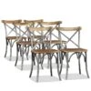 Lot De 6 Chaises De Salle à Manger Cuisine Design Industriel Bois De Manguier Massif Et Acier CDS022103 -Mobilia Boutique chaise 15778055