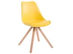 Lot De 4 Chaises De Salle à Manger Scandinave Synthétique Jaune Pieds Bois CDS10122 -Mobilia Boutique chaise 15779265