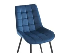 Lot De 2 Chaises Matelassées - Velours Et Métal Noir - Bleu Nuit - OLLUA -Mobilia Boutique chaise 15854199