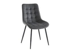 Lot De 2 Chaises Matelassées - Velours Et Métal Noir - Gris - OLLUA 13 Lot De 2 Chaises Matelassées - Velours Et Métal Noir - Gris - OLLUA -Mobilia Boutique chaise 15854263