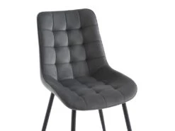 Lot De 2 Chaises Matelassées - Velours Et Métal Noir - Gris - OLLUA 14 Lot De 2 Chaises Matelassées - Velours Et Métal Noir - Gris - OLLUA -Mobilia Boutique chaise 15854265