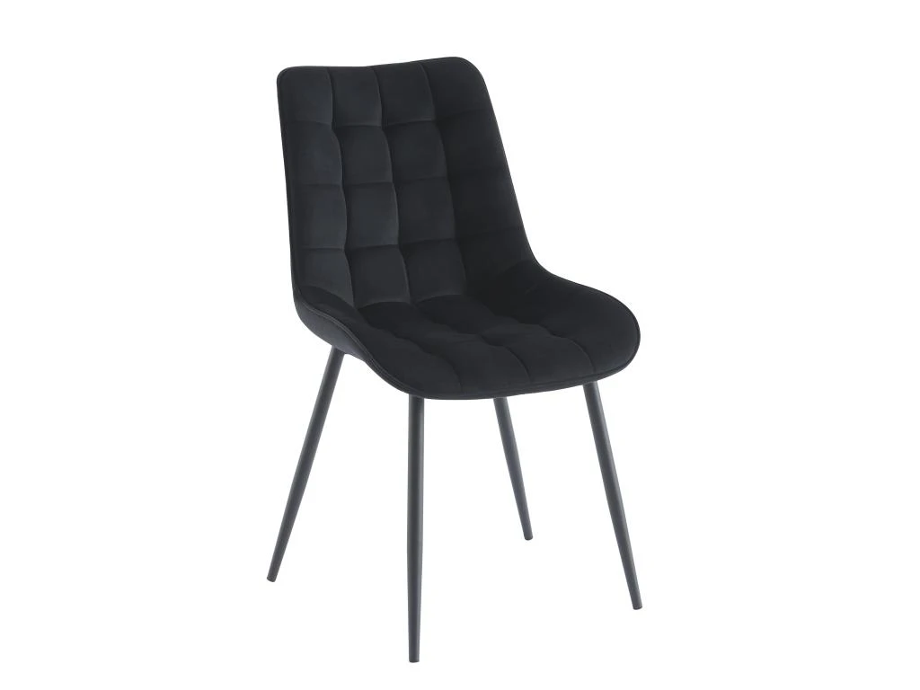 Lot De 2 Chaises Matelassées - Velours Et Métal Noir - Noir - OLLUA 6 Lot De 2 Chaises Matelassées - Velours Et Métal Noir - Noir - OLLUA – Image 4