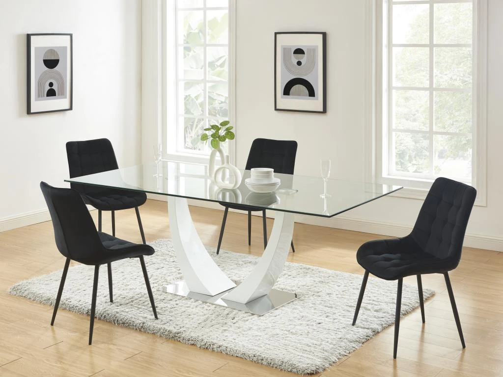 Lot De 2 Chaises Matelassées - Velours Et Métal Noir - Noir - OLLUA 4 Lot De 2 Chaises Matelassées - Velours Et Métal Noir - Noir - OLLUA – Image 2