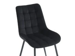 Lot De 6 Chaises Matelassées - Velours Et Métal Noir - Noir - OLLUA -Mobilia Boutique chaise 15854315