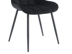Lot De 6 Chaises Matelassées - Velours Et Métal Noir - Noir - OLLUA -Mobilia Boutique chaise 15854317