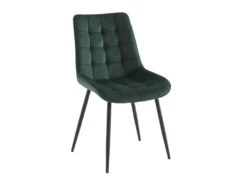 Lot De 2 Chaises Matelassées - Velours Et Métal Noir - Vert - OLLUA -Mobilia Boutique chaise 15854345