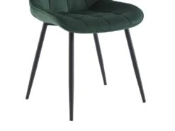 Lot De 2 Chaises Matelassées - Velours Et Métal Noir - Vert - OLLUA -Mobilia Boutique chaise 15854349