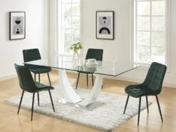 Lot De 2 Chaises Matelassées - Velours Et Métal Noir - Vert - OLLUA -Mobilia Boutique chaise 15854357