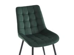 Lot De 6 Chaises Matelassées - Velours Et Métal Noir - Vert - OLLUA -Mobilia Boutique chaise 15854417