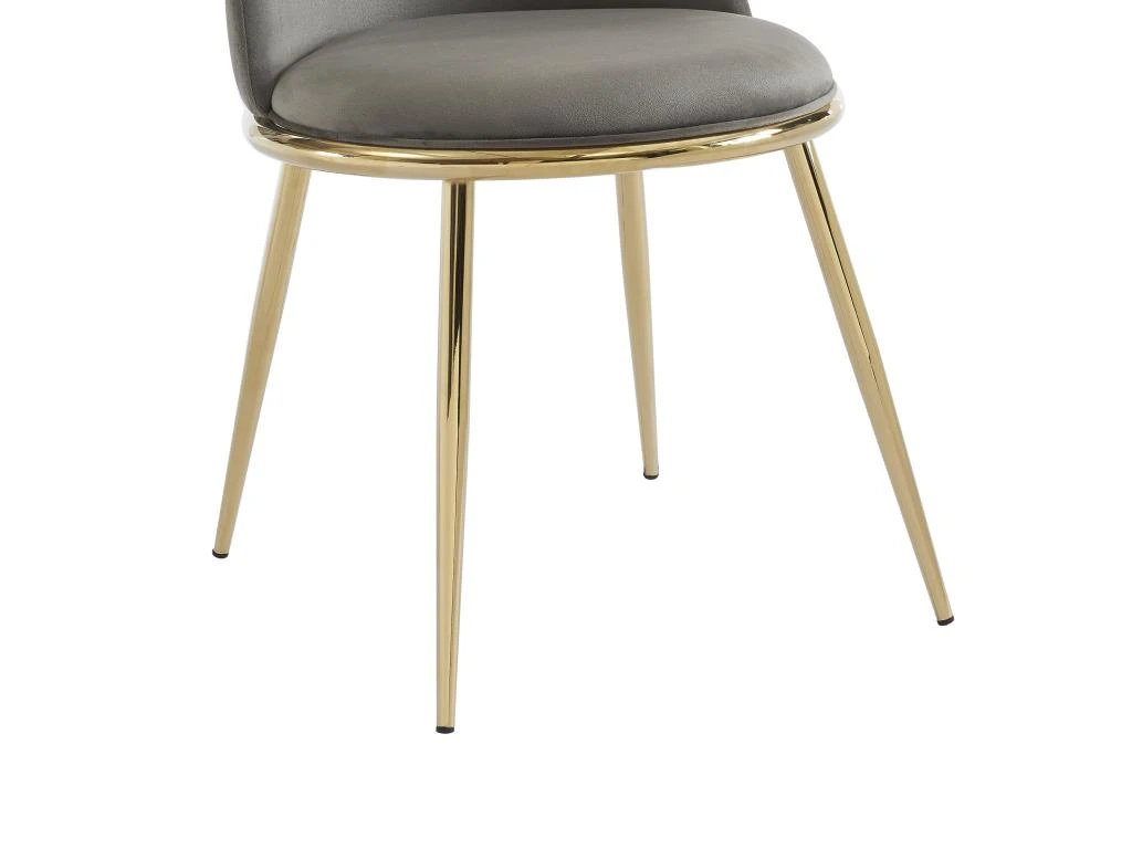 Lot De 2 Chaises En Velours Et Métal Doré - Gris - NEBINA De Pascal MORABITO 9 Lot De 2 Chaises En Velours Et Métal Doré - Gris - NEBINA De Pascal MORABITO – Image 7