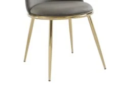 Lot De 6 Chaises En Velours Et Métal Doré - Gris - NEBINA De Pascal MORABITO -Mobilia Boutique chaise 15862335