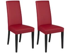 Lot De 2 Chaises TACOMA - Simili Rouge & Pieds Noirs