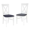 Lot De 2 Chaises En Tissu - Blanc/Bleu Navy -Mobilia Boutique chaise 17567741