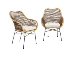 Lot De 2 Chaises En Rotin - Naturel/Brun Foncé