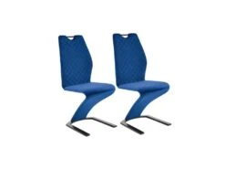 Lot De 2 Chaises Design En Velours - Bleu