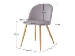 Chaise Cozy En Velours Gris (lot De 2) -Mobilia Boutique chaise 17577633