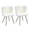 FJARD - Lot De 2 Fauteuils Blanc Tissu Bouclettes -Mobilia Boutique chaise 17590891