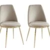 Lot De 2 Chaises En Velours Et Métal Doré - Beige - NEBINA De Pascal MORABITO