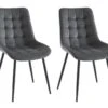 Lot De 2 Chaises Matelassées - Velours Et Métal Noir - Gris - OLLUA 1 Lot De 2 Chaises Matelassées - Velours Et Métal Noir - Gris - OLLUA -Mobilia Boutique chaise 17621027