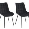 Lot De 2 Chaises Matelassées - Velours Et Métal Noir - Noir - OLLUA -Mobilia Boutique chaise 17621385