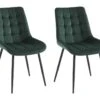 Lot De 2 Chaises Matelassées - Velours Et Métal Noir - Vert - OLLUA -Mobilia Boutique chaise 17621779