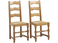 Lot De 2 Chaises SEGUIN - Hêtre Massif & Assise En Paille De Seigle