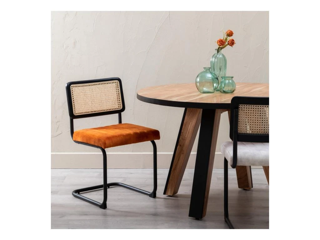 Duo De Chaises Métal/Rotin/Orange - MARIETTE 4 Duo De Chaises Métal/Rotin/Orange - MARIETTE – Image 2