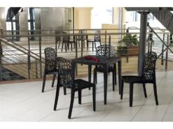 Lot De 6 Chaises De Table-salle à Manger - Cuisine - Interieur/exterieur En Résine Coloris Anthracite - Longueur 47 X Profondeur 50 X Hauteur 87 Cm -Mobilia Boutique chaise 17733809