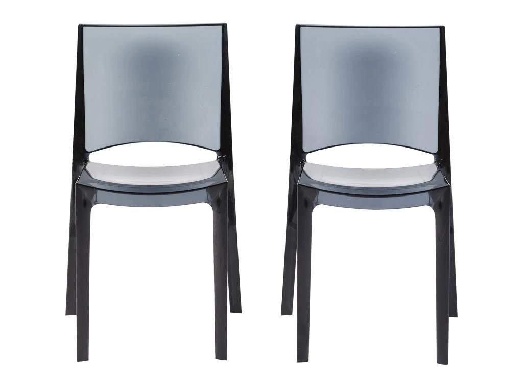 Lot De 2 Chaises Empilables HELLY - Polycarbonate Plein - Gris Ardoise 3 Lot De 2 Chaises Empilables HELLY - Polycarbonate Plein - Gris Ardoise