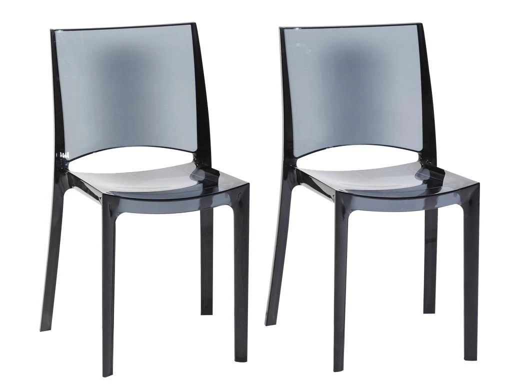Lot De 2 Chaises Empilables HELLY - Polycarbonate Plein - Gris Ardoise 4 Lot De 2 Chaises Empilables HELLY - Polycarbonate Plein - Gris Ardoise – Image 2
