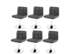 Lot De 6 Chaises Fauteuils De Salle à Manger En Synthétique Gris CDS04267