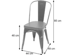 2x Chaises De Salle à Manger Cuisine Style Industriel Métal Noir Et Synthétique Gris CDS04456 -Mobilia Boutique chaise 18004135