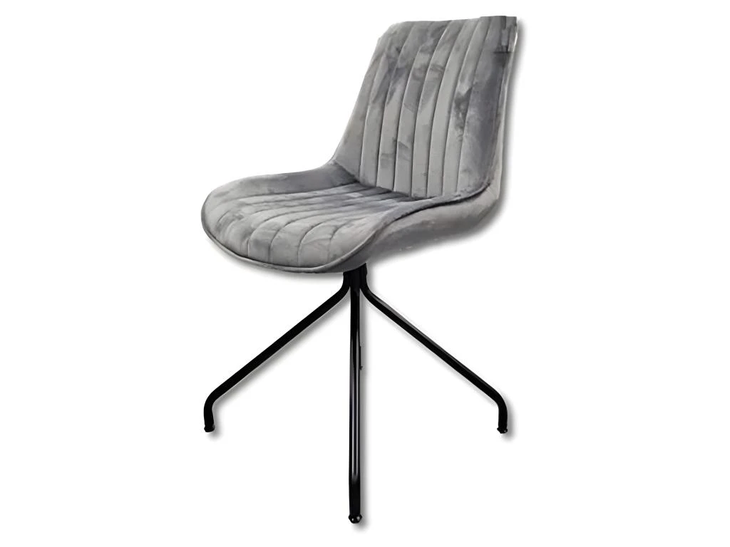 Chaise Velours Gris Pieds Métal Cécile - Gris 4 Chaise Velours Gris Pieds Métal Cécile - Gris – Image 2