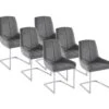 Lot De 6 Chaises En Velours Et Métal - Gris - BERLONA -Mobilia Boutique chaise 18116471