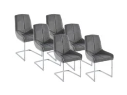 Lot De 6 Chaises En Velours Et Métal - Gris - BERLONA