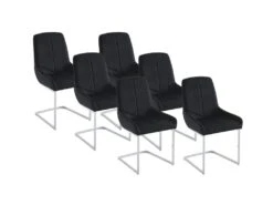 Lot De 6 Chaises En Velours Et Métal - Noir - BERLONA
