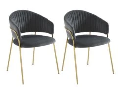 Lot De 2 Chaises En Velours Et Métal Doré - Gris - MADOLIA De Pascal MORABITO
