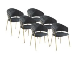 Lot De 6 Chaises En Velours Et Métal Doré - Gris - MADOLIA De Pascal MORABITO