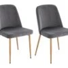 Lot De 2 Chaises En Velours Et Métal Effet Bois - Gris - MINAGRI -Mobilia Boutique chaise 18365123