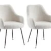 Lot De 2 Chaises Avec Accoudoirs En Tissu Bouclette Et Métal - Blanc - TOYBA 2 Lot De 2 Chaises Avec Accoudoirs En Tissu Bouclette Et Métal - Blanc - TOYBA -Mobilia Boutique chaise 18376595