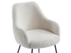Lot De 2 Chaises Avec Accoudoirs En Tissu Bouclette Et Métal - Blanc - TOYBA -Mobilia Boutique chaise 18376597